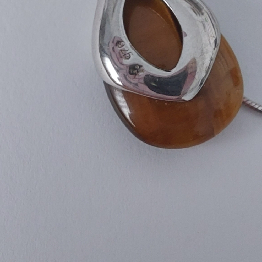 Tiger Eye Pendant Gemstone Crystal Jewelry Sterling Silver Necklace Chain - Picture 7 of 12